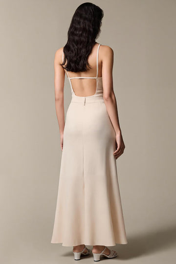 Apricot Simple Chiffon Sheath Spaghetti Straps Evening Dress